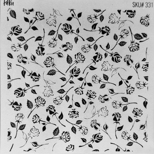 Roses Silkscreen Stencil | Valentines Rose Stems -