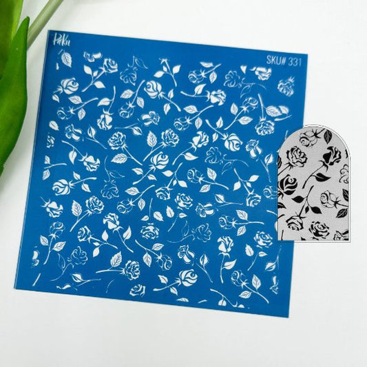 Roses Silkscreen Stencil | Valentines Rose Stems -