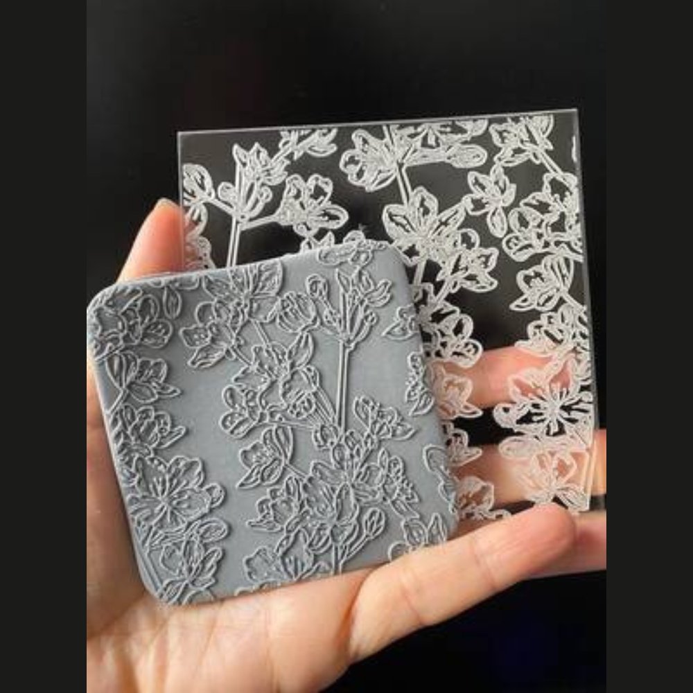 Sakura Blossom Flower Texture Stamp | Clear Acrylic Embossing Plate -