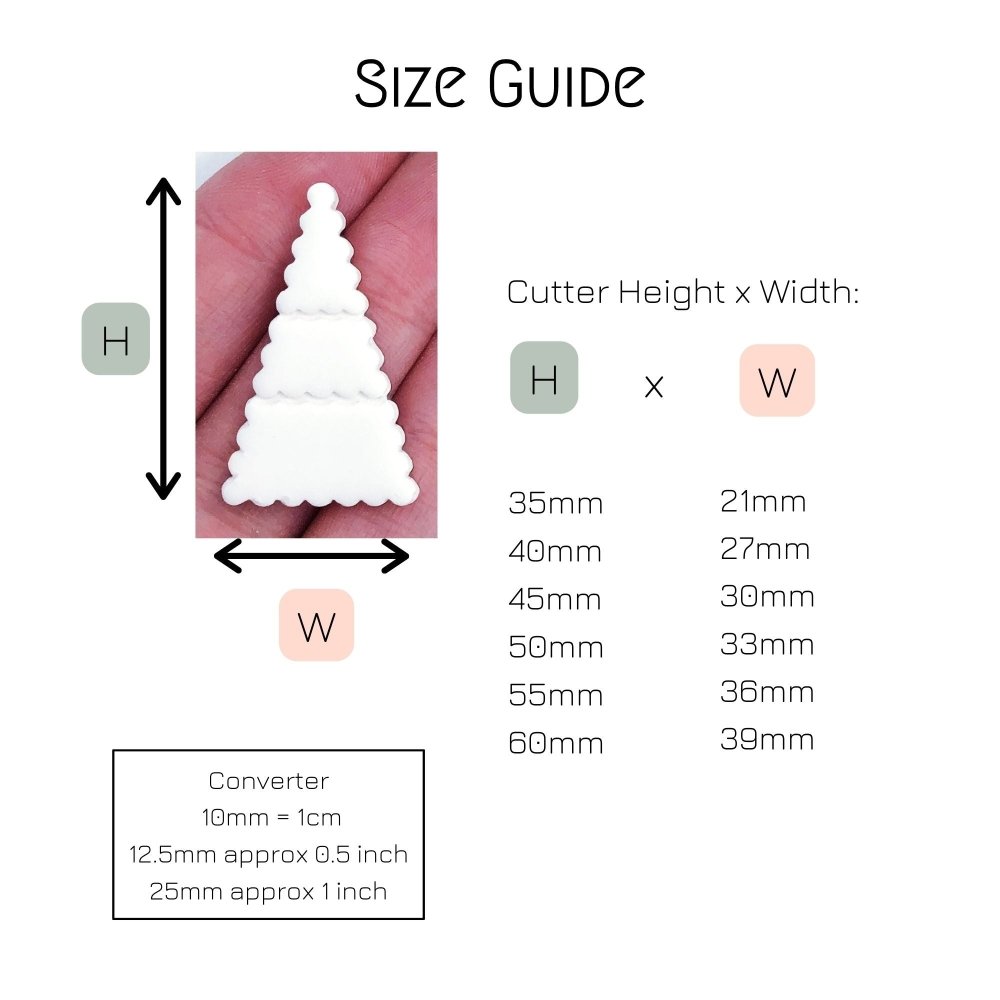 Scalloped Christmas Tree Clay Cutter | Embossed Xmas Triangle -