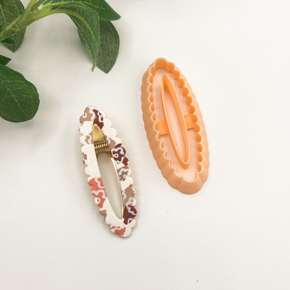 Scalloped Donut Clay Cutter Barrette D | Hair Crocodile | Alligator Clip -