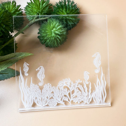 Seahorse Reef Texture Stamp | Clear Acrylic Embossing Plate -