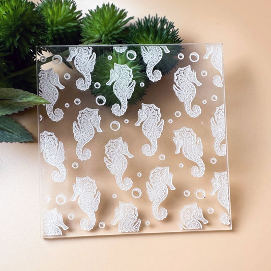 Seahorse Texture Stamp | Clear Acrylic Embossing Plate -