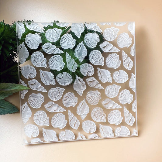 Seashells Background Texture Stamp | Clear Acrylic Embossing Plate -