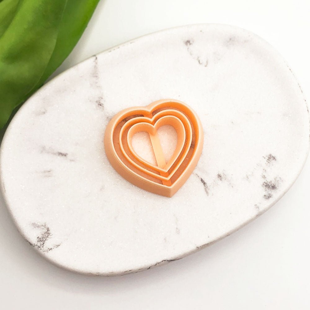 Skinny Heart Clay Cutter with Embossed Inner Line | Valentines -