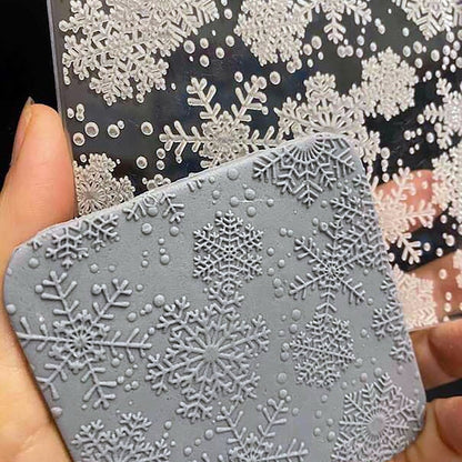 Snowflakes Texture Stamp | Embossed Acrylic Plate -