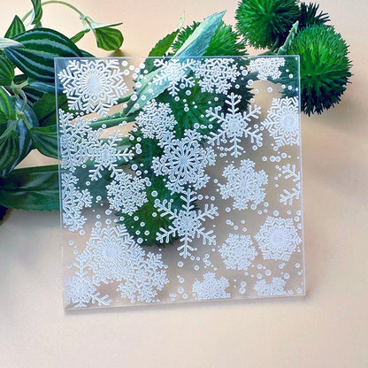 Snowflakes Texture Stamp | Embossed Acrylic Plate -