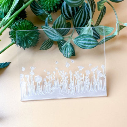 Spring Flowers Texture Stamp | Clear Acrylic Floral Embossing Plate -