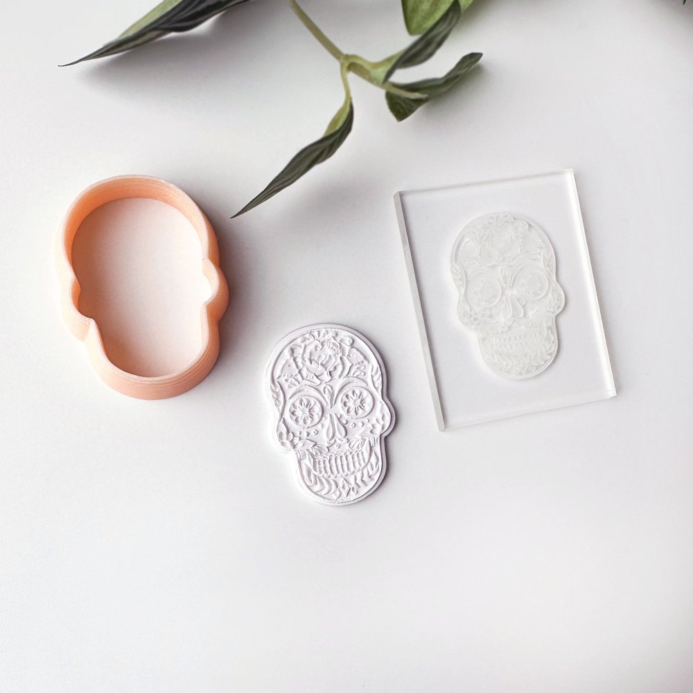 Sugar Skull Texture Stamp | Clear Acrylic Embossing Plate -