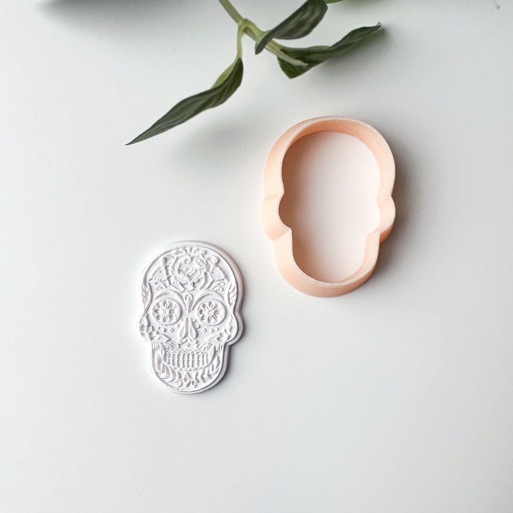 Sugar Skull Texture Stamp | Clear Acrylic Embossing Plate -