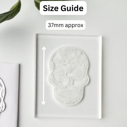 Sugar Skull Texture Stamp | Clear Acrylic Embossing Plate -