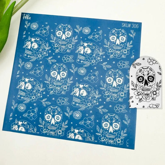 Sugar Skulls Silkscreen Stencil | Mexican Day of the Dead Halloween Pattern -