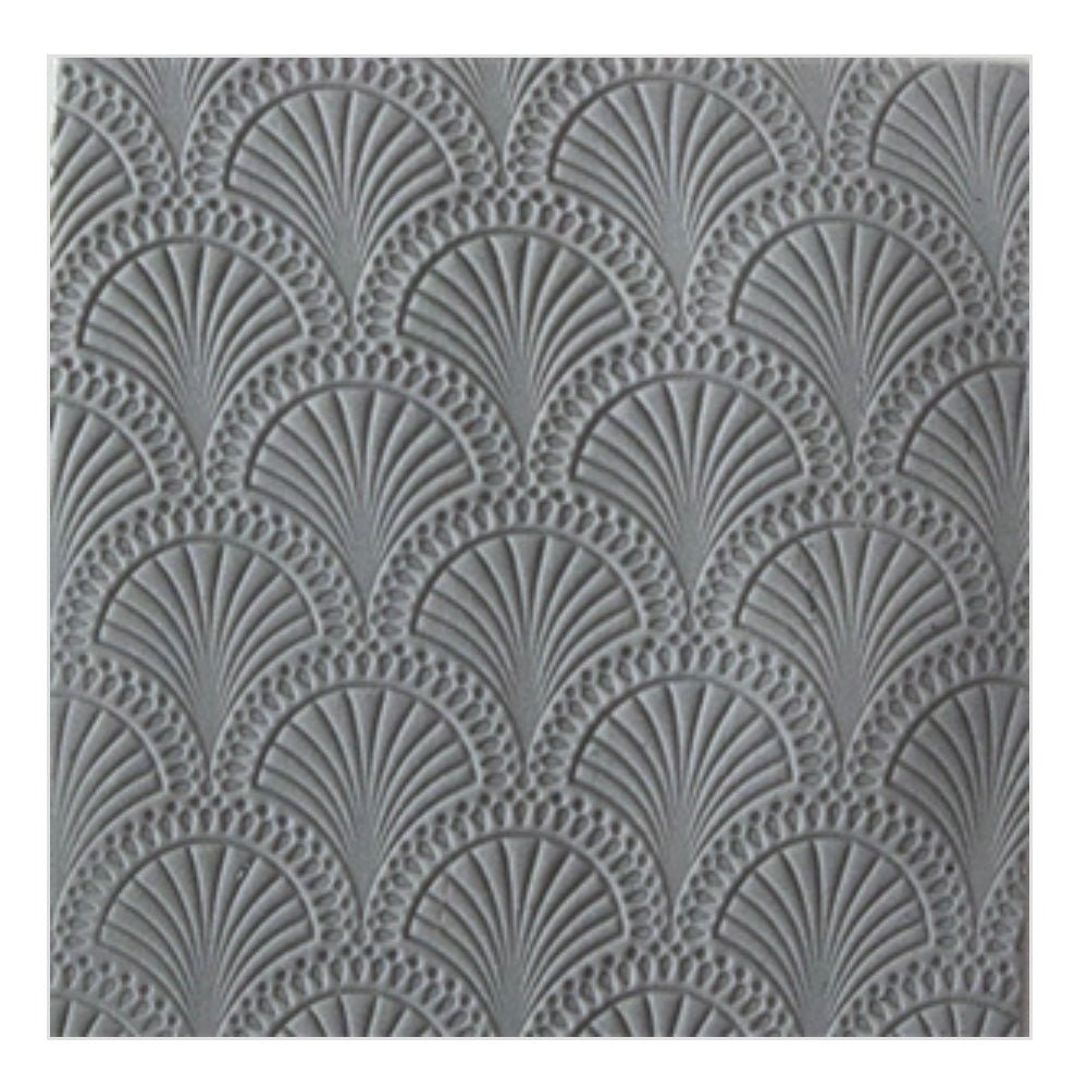 Texture Tile Stamp | Art Deco Shells | Cool Tools US Embossing Rubber Mat -