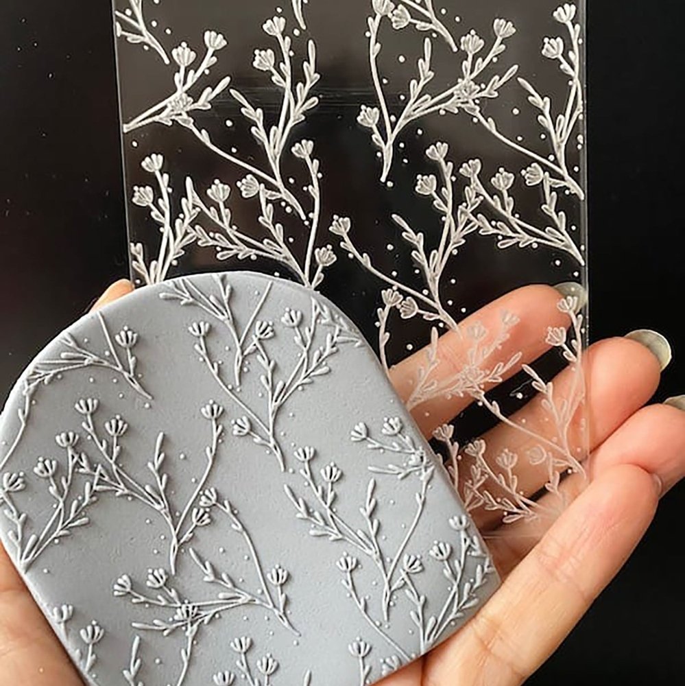 Wildflowers Texture Stamp | Clear Acrylic Embossing Plate -