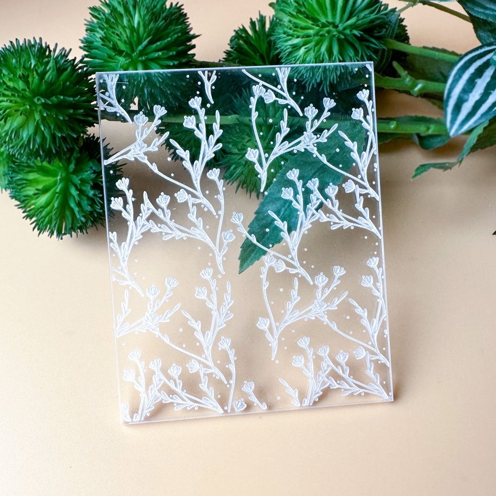 Wildflowers Texture Stamp | Clear Acrylic Embossing Plate -